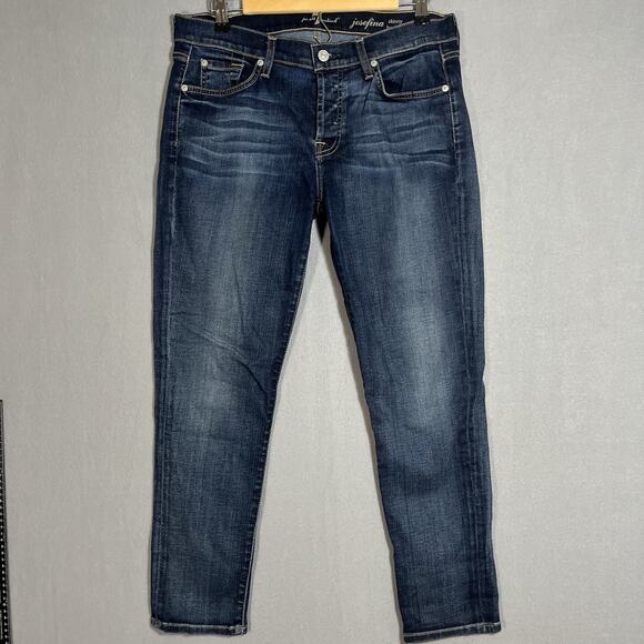 7 For All Mankind Josefina Skinny Boyfriend Button Fly Jeans Women's‎ Size 29 - Picture 1 of 10